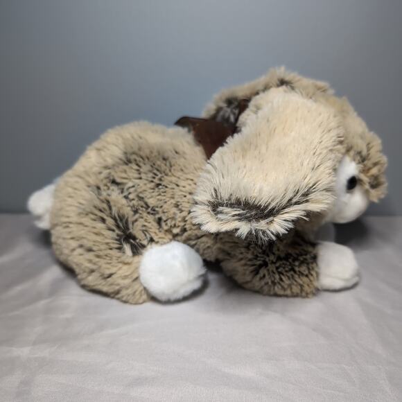 Tom's Toy Bunny Rabbit Plush Frosted Brown White Easter Stuffed Toy Animal Bow - Picture 1 of 11